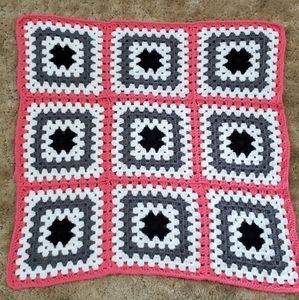 Handmade Crochet Baby Blanket... Pink White Gray Black